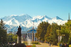 Vista su Bishkek e Montagne
